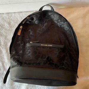 Women's Blue Kelsey Large Leopard Back Pack